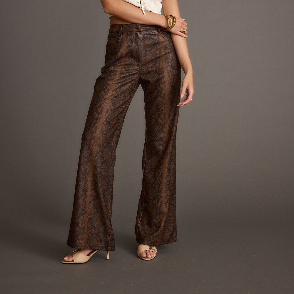 12th Tribe Viper Room Snake Print Vegan Leather Pants Size SS